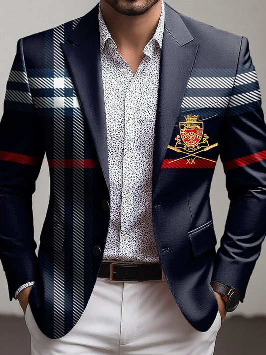 Pánské vintage pruhované obchodní blazer
