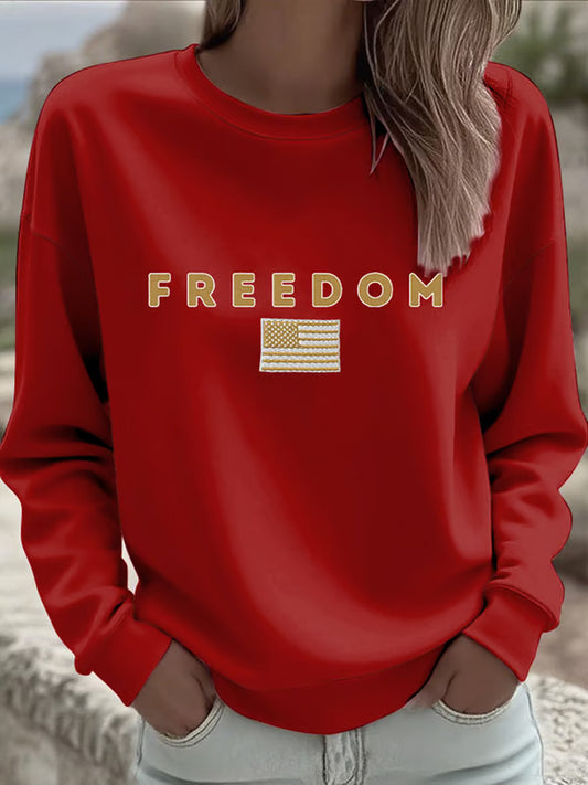 Women's freedom is not free american flag print casual sweatshirt