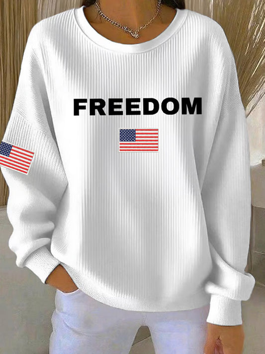 Women's freedom is not free american flag print casual sweatshirt