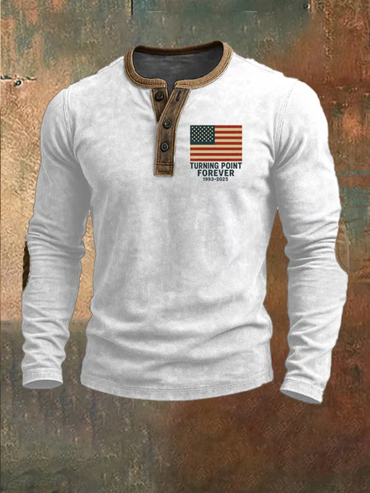 Lidská svoboda americká vlajka tisk neformální henley