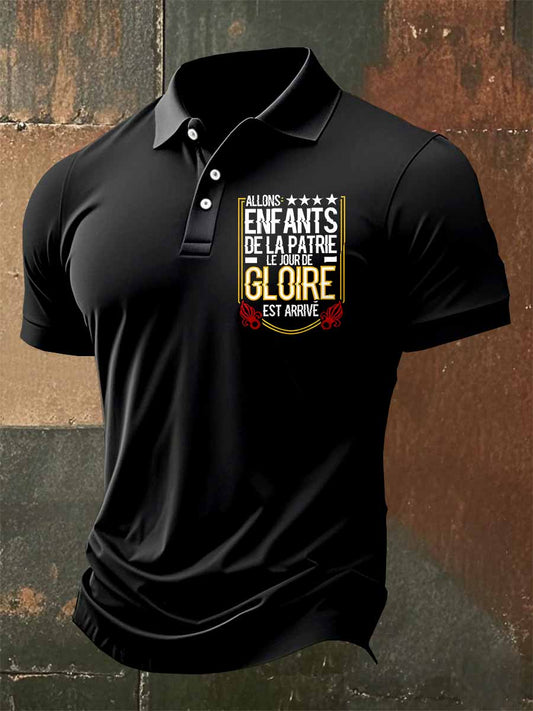 Polo décontracté rétro français pour homme