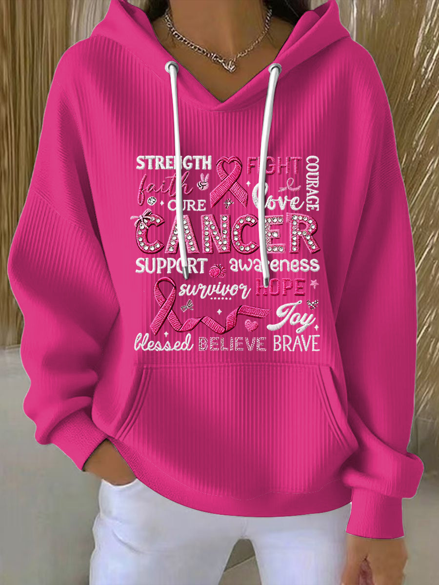 Ženy vintage růžové rakoviny prsu povědomí hoodie
