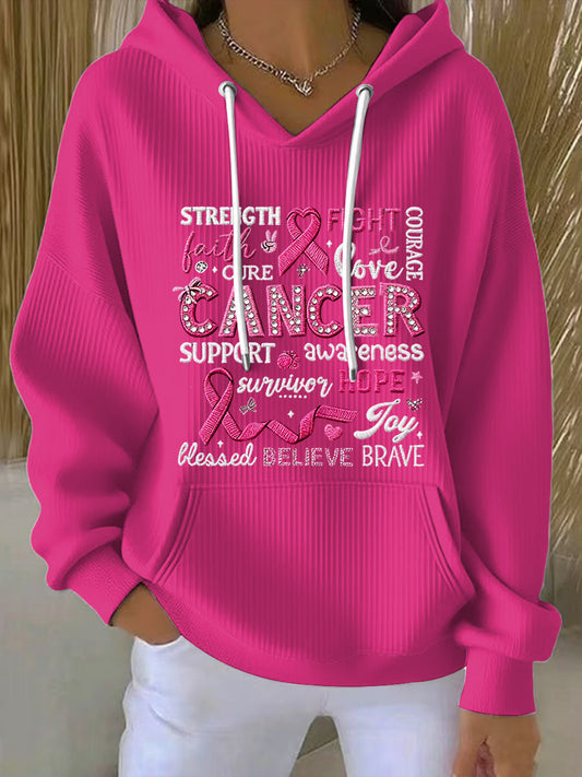 Ženy vintage růžové rakoviny prsu povědomí hoodie