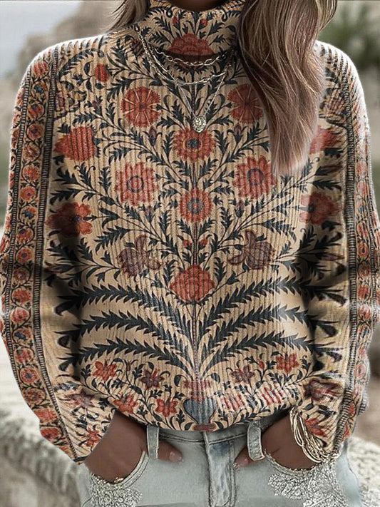 Dámské světle hnědé květinové kolečko jumper