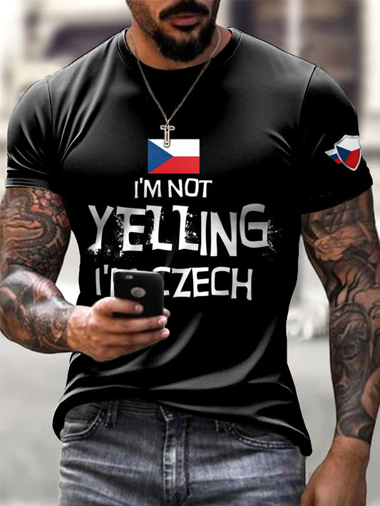 Men black tshirt im not yelling im czech