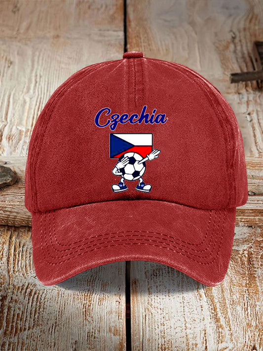 Red czech republic flag football cap baseball cap