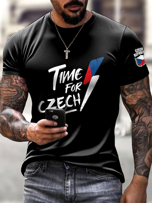 Men lightning czech streetwear tshirt