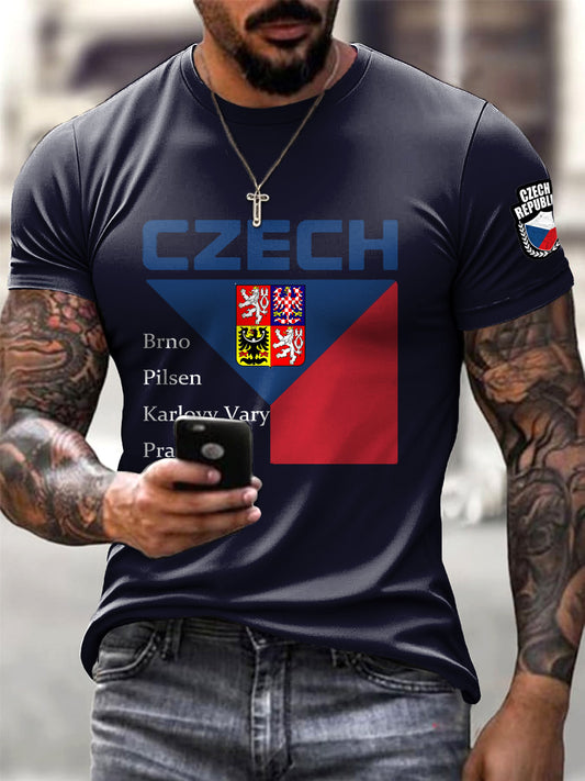 Pánské navy blue česká vlajka minimalistická tričko