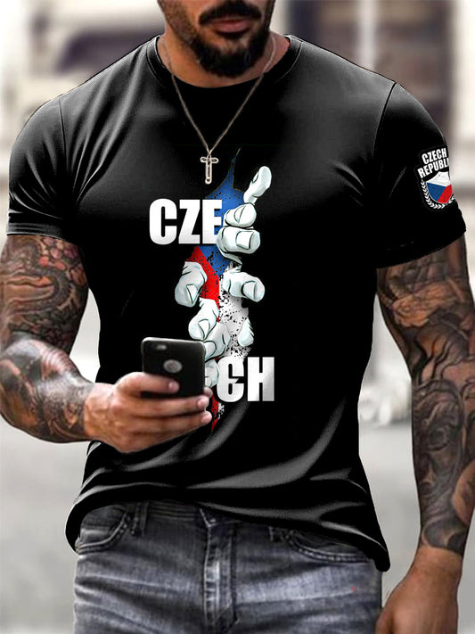 Pánské černé české vlajky novinka trička