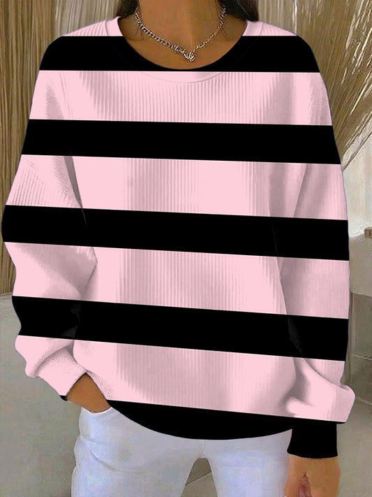 Dámské stylové růžové a černé pruhované mikiny
