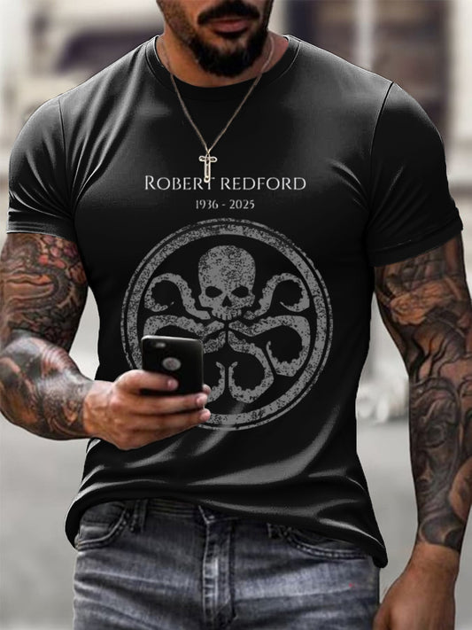 Pánské stylové černé ttričko s robert redford & hydra emblem