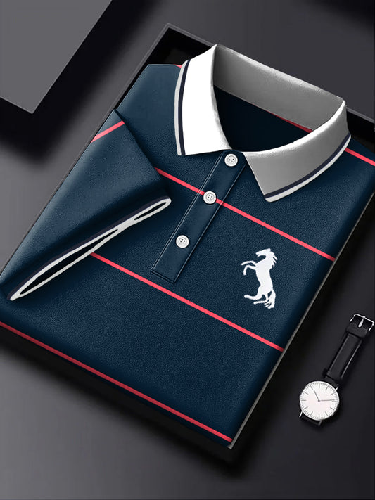 Pánské vintage podnikatelské pruhované polo košile