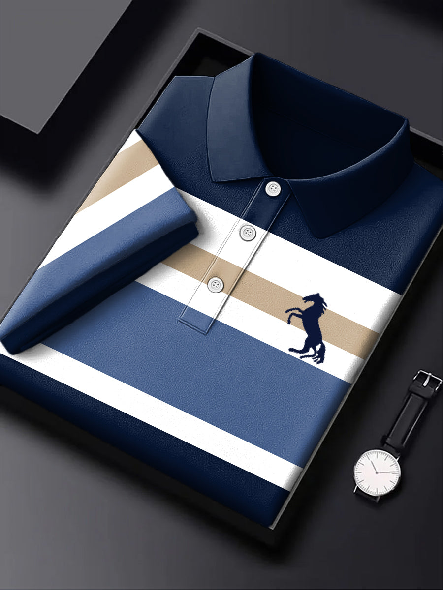 Pánské vintage umění pruh business polo košile