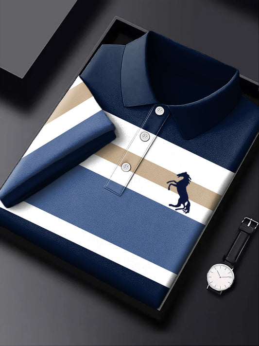 Pánské vintage umění pruh business polo košile