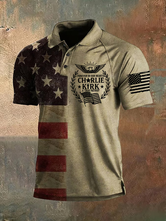 Pánské vintage charlie kirk american flag print sweatshirt