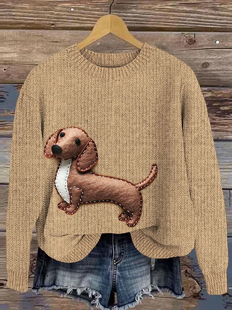 Ženy vintage zvířecí tisk pohodlí příležitostný svetr