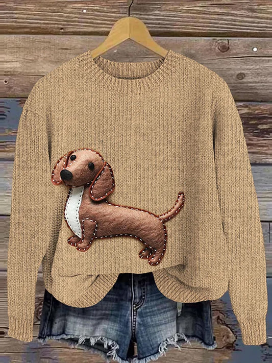 Ženy vintage zvířecí tisk pohodlí příležitostný svetr