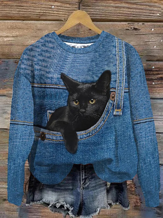Ženy vintage zvířecí tisk pohodlí příležitostný svetr