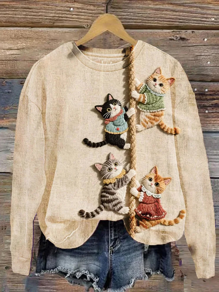 Ženy vintage zvířecí tisk pohodlí příležitostný svetr