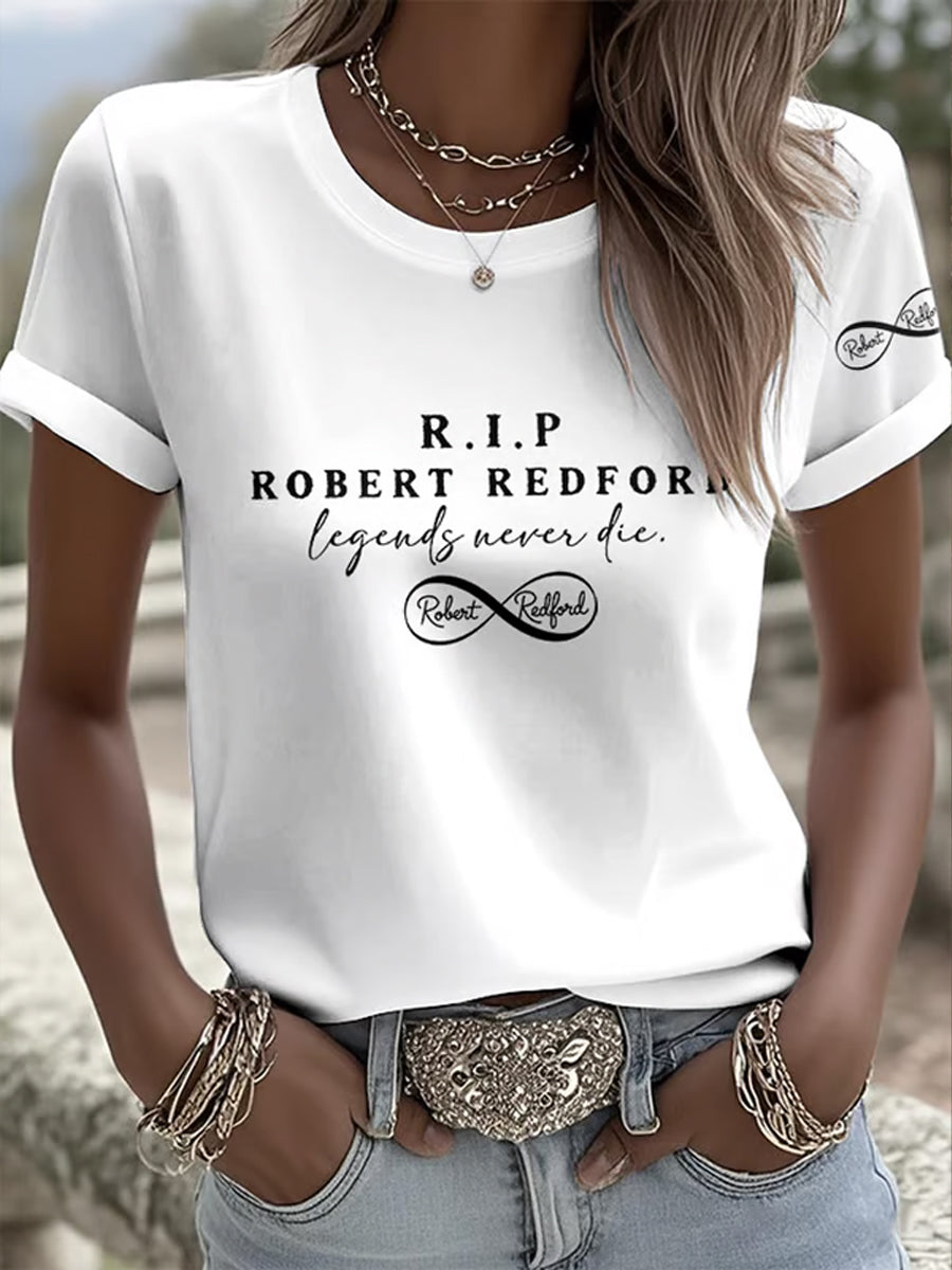 Womens commemorative "legends never die" tshirt