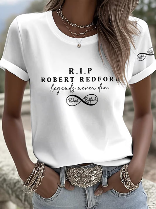 Womens commemorative "legends never die" tshirt