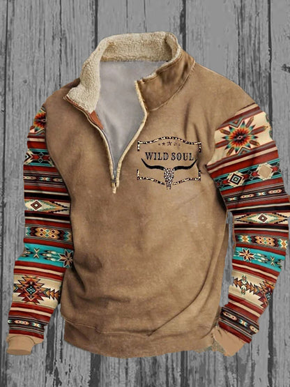 Pánské retro západní tisk casual top