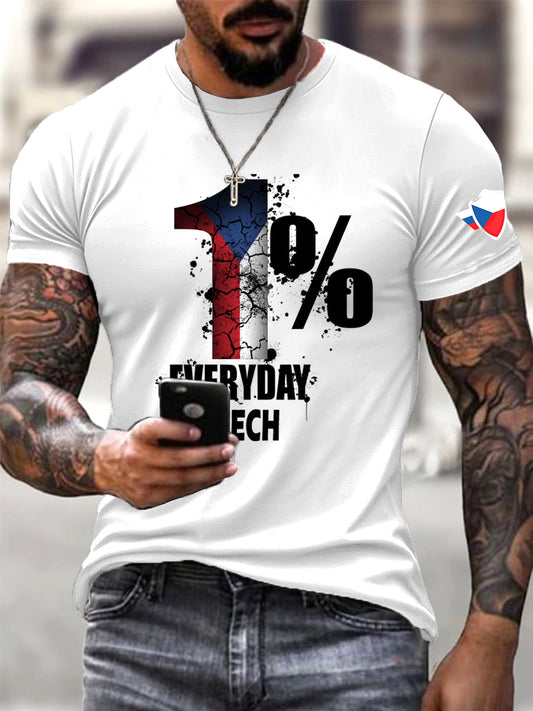 Pánské bílé české vlajky stylové tričko