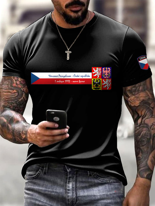 Pánské black česká vlajka minimalistická tričko