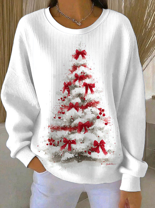 Dámské slavnostní red bow christmas tree sweatshirt