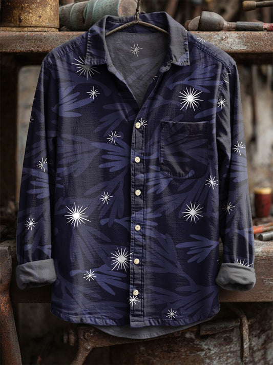 Retro star print tričko s dlouhým rukávem