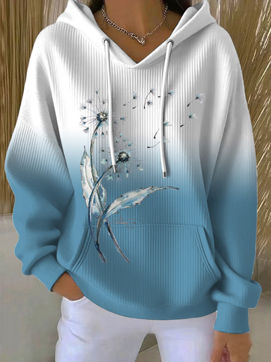 Ženská čerstvá modrá púpava gradient hoodie