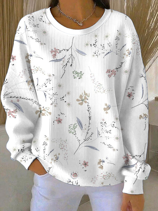 Dámské malebné květinové potisk sweatshirt