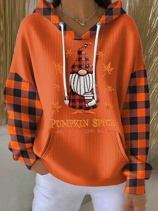 Ženské díkuvzdání trpaslík plaid patchwork casual hoodie