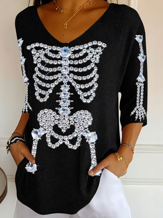 Dámské retro skeleton pohodlné casual top