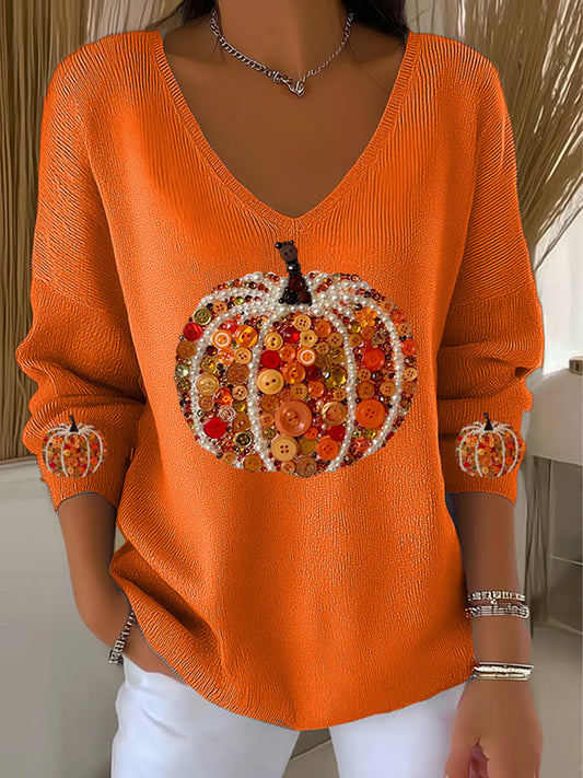 Dámské vintage podzim tekvica pohodlné casual top