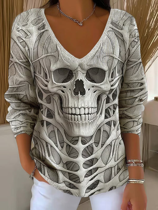 Dámské retro lebka pohodlí casual top