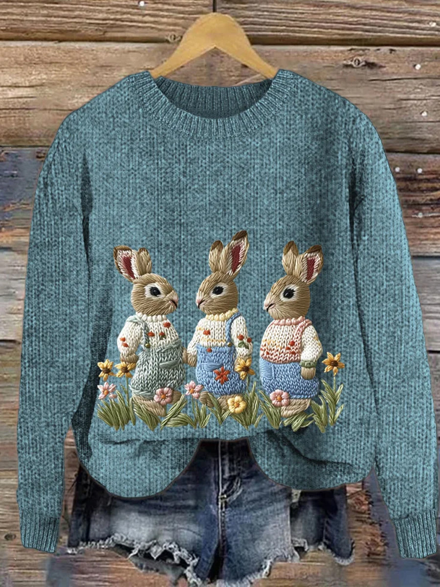 Ženy vintage zvířecí tisk pohodlí příležitostný svetr