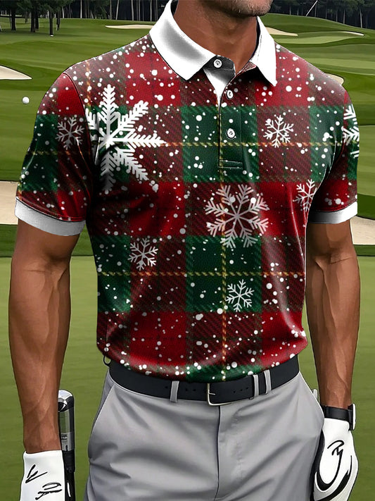 Pánské vánoční sněhová vločka koberec business casual polo shirt