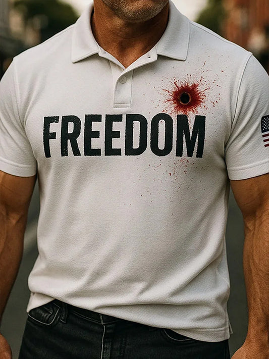 Pánské charlie kirk "freedom is not free" american turning point commemorative short sleeve polo shirt