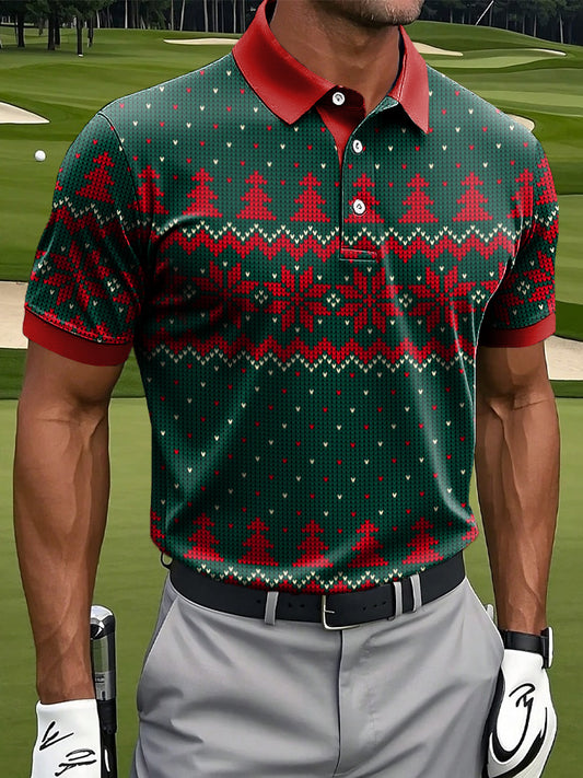 Pánské vánoční stromeček pruh business casual polo košile
