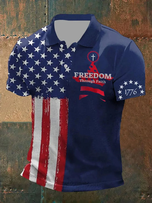 Pánské charlie kirk "freedom is not free" american turning point commemorative short sleeve polo shirt