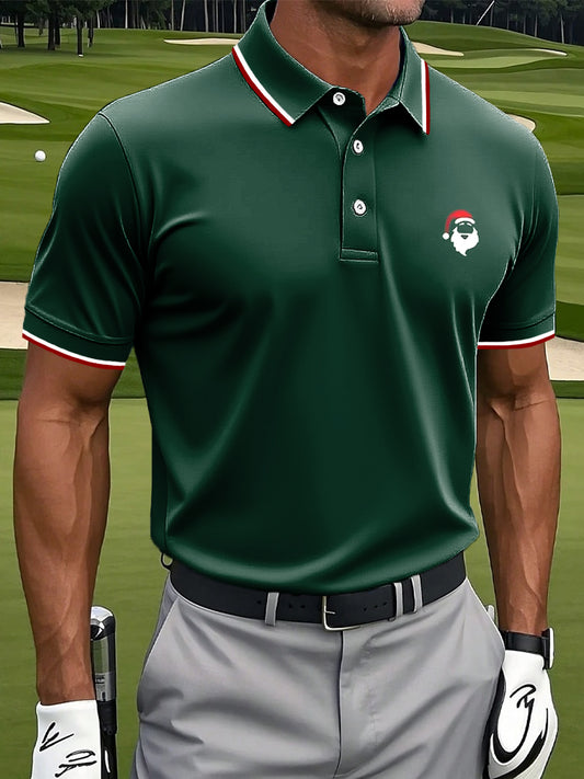 Mens santaprint businesscasual polo shirt
