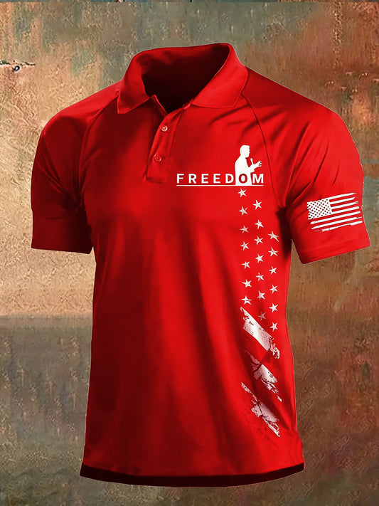 Pánské charlie kirk "freedom is not free" american turning point commemorative short sleeve polo shirt
