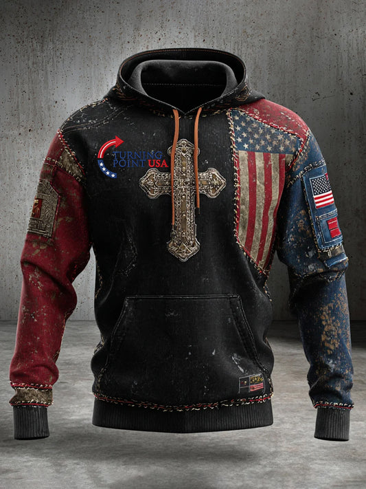 Pánské "freedom is not free" american flag print casual long sleeve sweatshirt