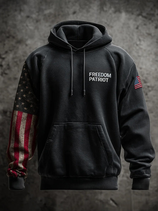 Pánské "freedom is not free" american flag print casual long sleeve sweatshirt