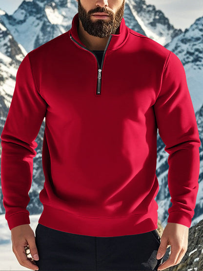 Pánské retro obchodní styl zips stojan golier plyšové mikina