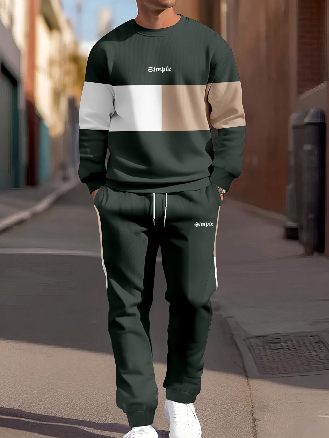 Pánské retro tisk business sweatshirt oblek