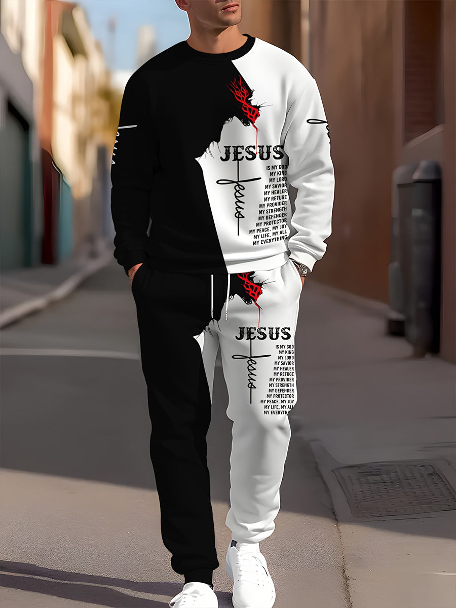 Pánské retro tisk business sweatshirt oblek