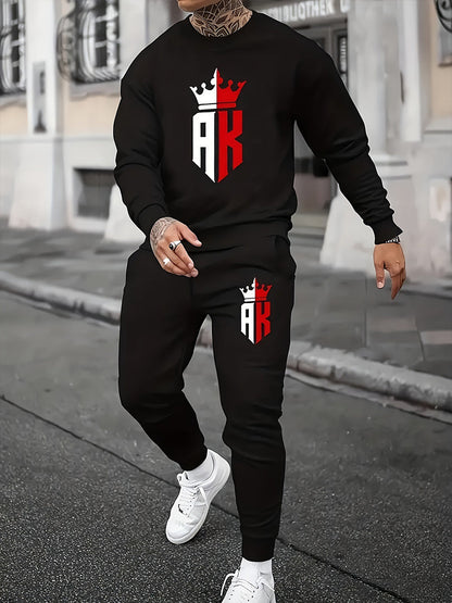 Pánské retro tisk business sweatshirt oblek