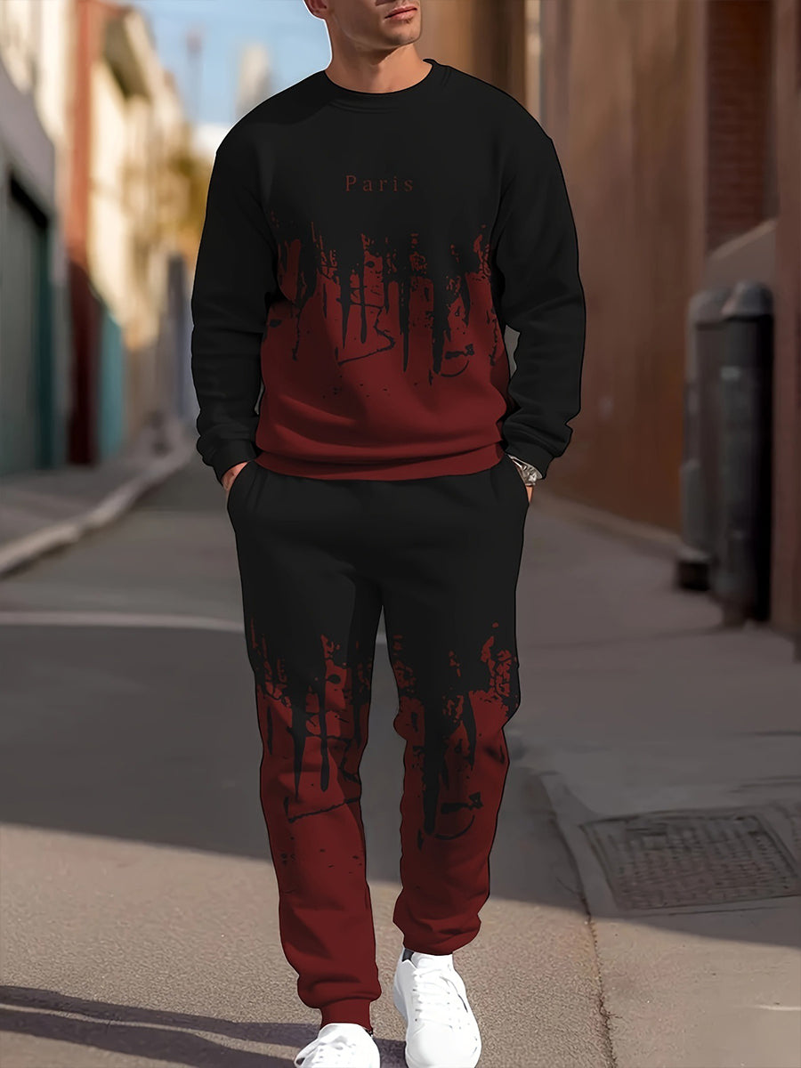 Pánské retro tisk business sweatshirt oblek